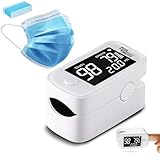 ProMedix Pulsoximeter Fingerpulsoximeter mit 1.5” HD LED Display | Präzise Messung der Sauerstoffsättigung (SpO2) und Herzfrequenz (Pulsoximeter + 3-Lagige Mundmaske 20-er Pack)