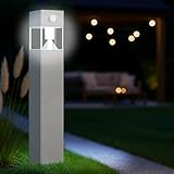 MeLiTec Solar Gartenleuchte rund/eckig mit Bewegungsmelder, Edelstahl silber/anthrazit Form Eckig, Oberfläche Edelstahl matt