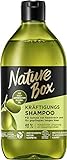 Nature Box Shampoo Kräftigung (385 ml), Shampoo für lange Haare mit Oliven-Öl schützt vor Haarbruch und verleiht gepflegtes Haar, Flasche aus 100 % recyceltem Social Plastic