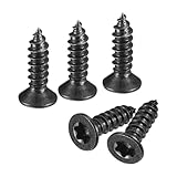 QUARKZMAN #6 x 1/2-Zoll Flachkopf Torx/Stern Holzschrauben, 50 Stück 304 Edelstahl, Vollgewinde, Schwarz Beschichtet, Selbstschneidend, Passend für T10 Bit für Holz, Weichmetall