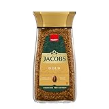 Jacobs Gold löslicher Bohnenkaffee, Instant Kaffee, 200 g im Glas, für 112 Getränke