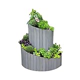 UNUS Garden Kräuterspirale aus Holz, platzsparendes Design für vielfältigen Kräuteranbau, Kräuterschnecke für Garten oder auf der Terrasse, Durchmesser ca. 100 cm, Höhe 25cm-73cm (Länge 3m)