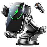 Mohard 15W Schnellladen Handyhalterung Auto mit Ladefunktion, Wireless Charger Auto Inklusive QC3.0 Autoadapter, Starke Saugkappe Induktive Ladestation Auto Kompatibel mit iPhone 16/15, Galaxy S25