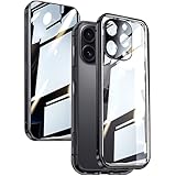 QANXGOG Anti-Peeping-Hülle für iPhone 16 Pro Max/16 Pro/16 Plus/16, Magnetischer Adsorptionsrahmen Aus Aluminiumlegierung, 360°-Rundumschutz,Black,16