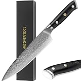 Qomparo Neu Profi Damastmesser 20cm-Klinge 67 Lagen VG-10 Damaststahl mit ergonomischem G-10 Griff Küchenmesser Extrem scharf Japanisches Kochmesser inkl Geschenkverpackung