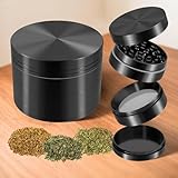 Metall Klein Grinder Crusher Ø 4.9cm mit Pollen Scraper, 4-teilige Kräutermühle aus Edelstahl – Manueller Gewürz Crusher für Tabak, Gewürze, Kräuter – Kompakt & Langlebig Gewürzmühle (Schwarz) - dY8x1