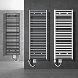 ECD Germany Badheizkörper Elektrisch mit Heizstab 600W ECO - 300 x 800 mm - Weiß - gerade mit Seitenanschluss - Heizkörper Handtuchwärmer Handtuchtrockner