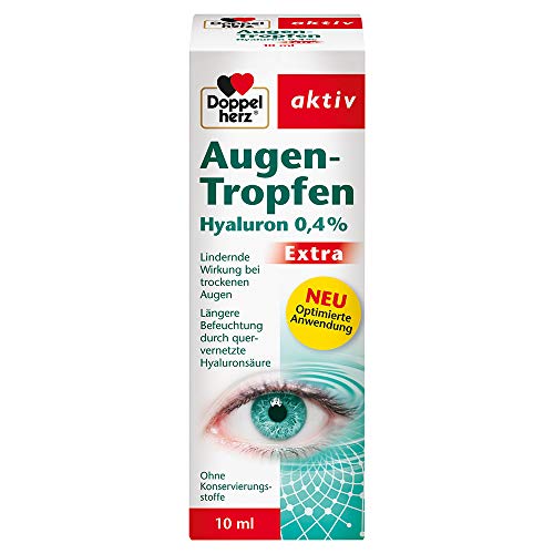 Doppelherz Augen-Tropfen Hyaluron 0,4% – Medizinprodukt mit lindernder Wirkung bei trockenen und gereizten Augen – 10 ml sterile Lösung