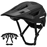 Favoto Mountainbike Fahrradhelm mit Schirm Leicht - Doppelte Inmould Technologie MTB Helm für Damen Herren Rennradhelm Schwarz Matt L(57-61cm) Verstellabr