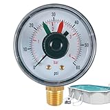 Manometer für den Poolfilter - 0-60 psi Poolpumpenmessgerät - wasserdichtes Tester, Filterindikatoren, Messgerätersatz für Schwimmbadaquarium