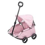 Oreilet Faltbarer Haustier Kinderwagen,4 Haustier Spaziergang mit Baldachin für Kleine Mittelgroße Hunde Katzen, Kompakte Welpe Kitty Käfig Jogger Kinderwagen Hundewagen für Outdoor (PINK)