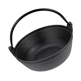 Luxshiny Gusseisen Kochtopf für Camping Hängender für Suppen Tragbarer Dutch Oven Vielseitige Bratpfanne für Outdoor Grillen im Freien
