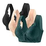 3er Pack BH Damen Ohne BüGel Push Up Sexy BH Set Frauen Starker Halt Große Brüste Klassische Spitzen-BH Set Bequemer Unterwäsche Bra Bequem Klassische Unterwäsche für Yoga Fitness Joggen