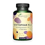 L-TRYPTOPHAN 600 mg Vegavero® | Mit Baldrian, Magnesium und B6 Vitaminen | Vorstufe von 5htp, Melatonin und Serotonin | 120 Kapseln | Ohne Zusätze | Vegan