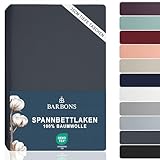 BARBONS Spannbettlaken 90x200cm - 35 cm Tiefe Tasche 100% Baumwolle Spannbetttuch Oeko-TEX Zertifiziert Bettlaken Jersey Bettware Bettbezug für Boxspringbett Dicke Matratzen - Dunkelgrau 90 x 200