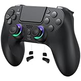 Wireless Controller für PS4, Wireless Game Controller Joystick für PS4/Pro/Slim Konsole mit Doppelte Vibration/6-Achsen Gyro Sensor/Audio-Funktion/RGB-LED