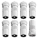 KUOQIY 8 Stücke F-Stecker auf RF Stecker Koaxial Adapter, 9.5 TV Männlich auf F-Typ Schraub Anschluss Männlich Konverter, Vernickelt