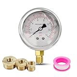 Innfeeltech 1-Pcs 40mm Manometer BSP 1/8' 0-14 Bar 0~200 Psi mit 3-Stück Buchse 1/8' bis 1/4', 1/8' bis 3/8' und 1/8' bis 1/2' und einem Teflonband, Radial