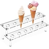 Generisch Eistüte Halter Acryl Eistütenhalter 12 Löcher Transparent Eiswaffel Ständer Eiswaffelständer Eiswaffelhalter Waffelhalter Acryl Eiscreme Kühlgestell Pommes Ständer