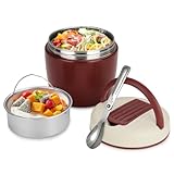 Romon Thermobehälter für Essen 1200ml, Thermoschüssel mit Deckel, Warmhaltebehälter aus Edelstahl mit Faltbaren Löffel Thermobox Lunchbox Thermo Kinder Erwachsene für Aufbewahrung von Suppen Brei