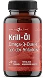 Krillöl Kapseln hochdosiert mit 1000 mg pro Tag - 180 Kapseln für 3 Monate - Wertvolle Omega-3-Quelle - Superba Krill Öl mit 100 mcg Astaxanthin