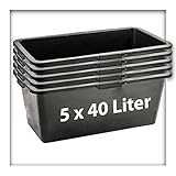 Kieskönig 5 STK. 40 Liter Mörtelkasten Pflanzwanne Tuppe Zementkübel Maurerkasten L 70 x B 40 x H 21