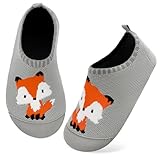 Kyopp Hausschuhe Kinder Junge Mädchen Pantoffeln Atmungsaktive rutschfest Weich Barfussschuhe für Lauflernschuhe Kleinkinder Schuhe Kindergarten Unisex (Fuchs 24/25EU)