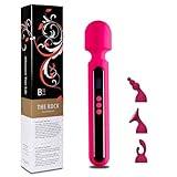 NEU - „THE ROCK XXL“ KRÄFTIGER 30,0 cm MAGIC WAND für Frauen JETZT mit DISPLAY - Massagestab inkl. 3 AUFSÄTZE aus hochwertigem PREMIUM SILIKON in pink von „BuyAndFeelGood“