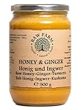 900 g Rohhonig mit Ingwer und Kurkuma, aus einer einzigen Quelle, Ungefiltert, Ungeheizt und ohne Zusatzstoffe, Naturprodukt von RAW FARM Imkern