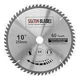 Saxton TCT Kreissägeblatt für Holz, 255 mm x 60 T x 25,4 mm Bohrung, passend für Evolution Rage Sägen
