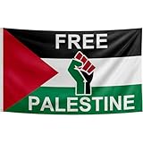 Free Palästina Palestine Flagge mit Messing-Ösen 150x90cm - Wetterfeste Fahne für Fahnenmast Extra Groß Breit Lang XL XXL