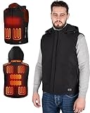 ZEUSFIRE Beheizte Weste für Damen und Herren, 17 Heizzonen 3 Temperaturregler Beheizte Weste, USB Eletriksche Heizweste für Skifahren, Angeln,Outdoor Ativitäte(Ohne Powerbank)