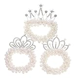 FONDOTIN 3 Stück Krone Haargummis für Mädchen Elastische Perlen Haarbänder mit Crown Stern und Perle Stilvolle Haaraccessoires für Partys und Besondere Anlässe
