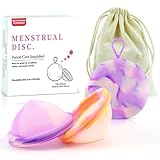 JOAASU 2 Stück Menstruationsscheibe, Wiederverwendbare Menstruationstasse, Auslaufsicher Menstruationstasse, Menstrual Disc, Periodenscheibe aus Silikon, Menstrual Cup für Sport, Schwimmen (S+L)
