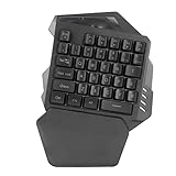 Dpofirs Einhand Gaming Tastatur, 2,4 G RGB Hintergrundbeleuchtung, 35 Tasten, Tragbare Professionelle Gaming-Tastatur, Ergonomischer Gamecontroller für PC Gamer