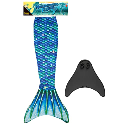 Idena 40605 - Meerjungfrauen-Schwanz mit Monoflosse, Größe XS/S, in Grün, Meerjungfrauen-Flosse für Kinder ab 6 Jahren, zum Schwimmen und für aufregende Tauchabenteuer im Wasser