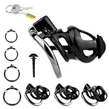 Seckoe Peniskäfig mit Dilator aus ABS und Ring aus 304 Edelstahl – Atmungsaktives Design, Keuschheitskäfig Herren 4 Ringgrößen & S/M/L Käfiggrößen zur Auswahl (M)