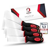 RAM TOOLS® Spachtel, Spachtel Set aus Edelstahl, 2x EXTRA stark zum Tapeten entfernen mit Anschliff und Metallkappe, 2x flexible Malerspachtel, Maler Werkzeug