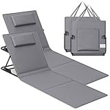 SONGMICS Strandstuhl, 2er Set, Campingstuhl, Sonnenliege, Strandliege, klappbar, verstellbare Rückenlehne, leicht tragbar mit Griff, für Camping, Garten, Pool, 158 x 55 cm, schiefergrau GCB251G01