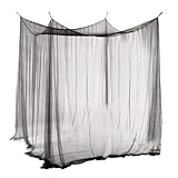 Aoreun Moskitonetz für Doppelbett Schwarz, 210x240x190 cm Großes Moskitonetz Bett Rechteckiger Netzvorhang Reise Insektenschutz Mückennetz, Mosquito Net Bed für Zuhause,Camping, 4 Einträge