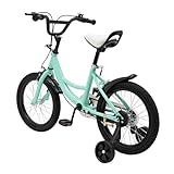 YyanLAK Kinderfahrrad, 16 Zoll Jungenfahrrad Kinderrad, Mädchenfahrrad Spielrad+Hilfsrad, Höhenverstellbar, Anfänger Safety, Grün