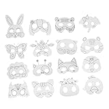 YARNOW 1 Satz Tiermasken Bastelset für Teiliges DIY Ausmalen Unbemalte Masken Tierform für Kreative Bastelprojekte für Kostümpartys und Feierlichkeiten