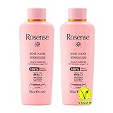 Rosense Rosenwasser 2x300 ml – feuchtigkeitsspendendes Gesichtswasser zur Gesichtsreinigung Gesichtspflege 100% naturrein vegan