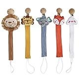Baby Schnullerkette Mädchen Junge, 5er Pack Schnullerkette, BPA-Frei Schnullerband Stoff, Durchgehendes Design Schnuller Kette Schnullerband, Passen Die Meisten Schnuller Und Beißspielzeug