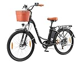ttgo E-Bike 26 Zoll, Elektrofahrrad für Damen und Herren, Elektrofahrräder Pedelec mit 250W Motor und 36V14.5Ah Batterie, 25km/h Max Geschwindigkeit, 75km Max Reichweite (Schwarz)