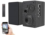 auvisio Aktivboxen: Aktives Stereo-Regallautsprecher-Set, Holz-Gehäuse, Bluetooth 5, 120 W (Aktive Lautsprecher, Lautsprecher Bluetooth, Lautsprecherkabel)