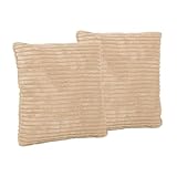 KiddyMoon Kinderkopfkissen 2Er Set Kissen 30X30cm Weiches Kinderkissen Für Sofa Oder Kinderzimmer Mit Weicher Struktur, Beige,2Er Pack