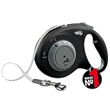 flexi® Select Gurt 7 m schwarz, zwischen 0-7 m einstellbare Roll-Leine für Hunde bis 25 kg