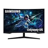 Samsung Odyssey G55C Curved Gaming Monitor, 32 Zoll, Bildschirm mit VA-Panel, 2.560 x 1.440 Pixel, 1.000R Radius, HDR10, AMD FreeSync, Bildwiederholrate 165 Hz, Reaktionszeit 1 ms (MPRT)