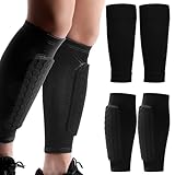 TYXHXTF 2 Paar Schienbeinschoner, Schwarz Atmungsaktiv Schienbeinschoner Socken für Männer und Frauen, Wadenschutz für Fußball, Basketball, Radfahren, Klettern